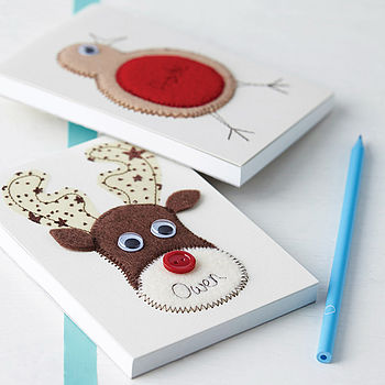 Personalised Embroidered Robin Or Reindeer Notepad, 2 of 4