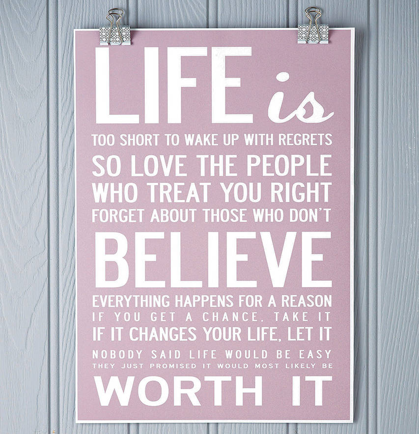 FAMILY LIFE LOVE INSPIRATIONAL MOTIVATIONAL QUOTE A4 POSTER PRINT