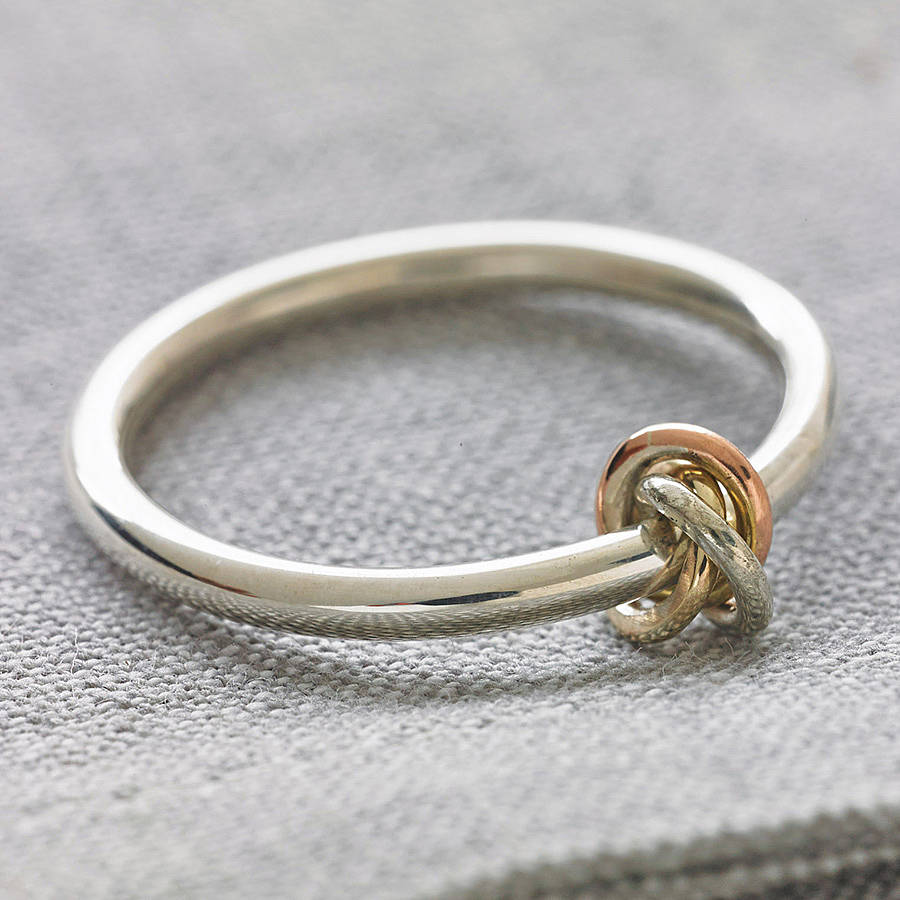 silver and gold knot ring