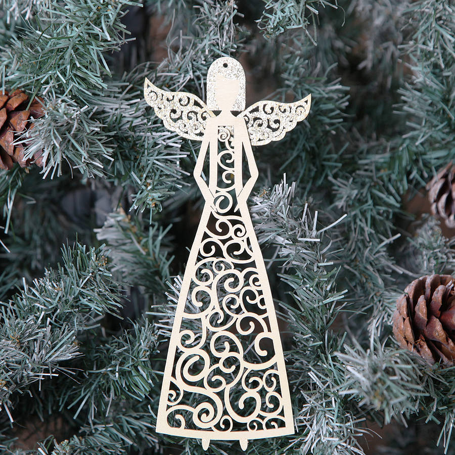 christmas fretwork hanging angels by red berry apple ...