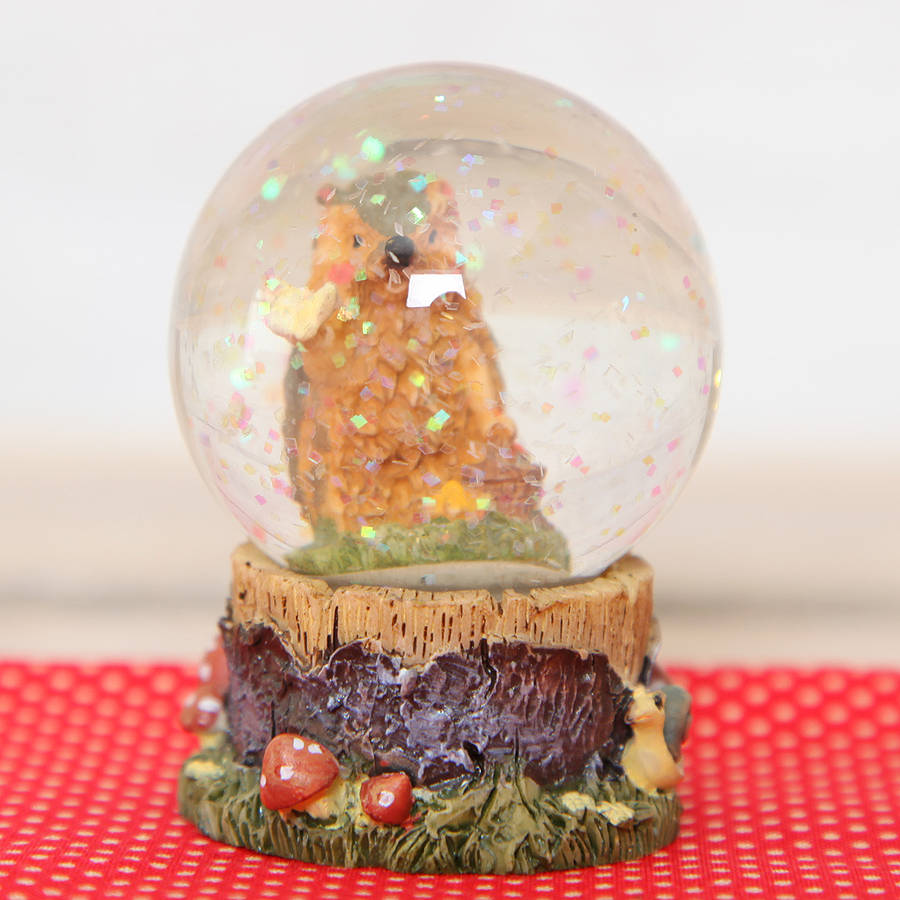 Woodland Hedgehog Mini Snow Globe Dome By red berry apple