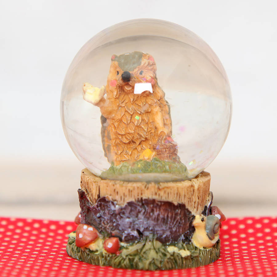Woodland Hedgehog Mini Snow Globe Dome By red berry apple