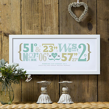 Personalised Wedding Coordinates Print, 12 of 12