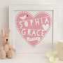 Personalised Heart New Baby Framed Print, thumbnail 4 of 8
