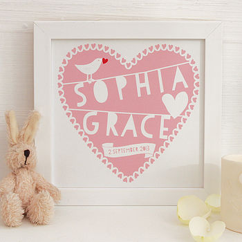 Personalised Heart New Baby Framed Print, 4 of 8