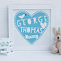 Personalised New Baby Boy Heart Framed Print, thumbnail 4 of 8