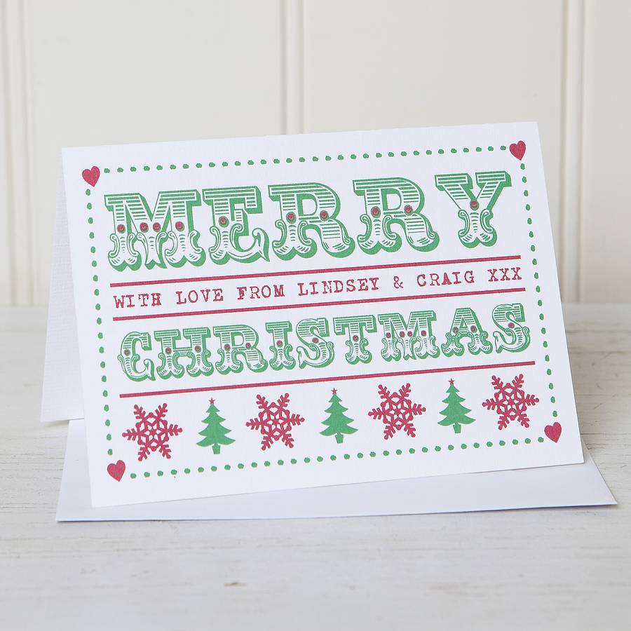 Personalised Merry Christmas Typography Card By Lovely Jubbly Designs Christmas Card Typography