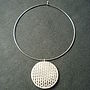 Silver Circular Double Domed Necklace, thumbnail 2 of 5