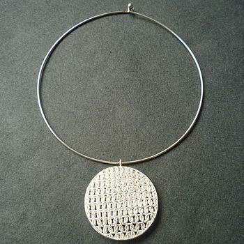 Silver Circular Double Domed Necklace, 2 of 5