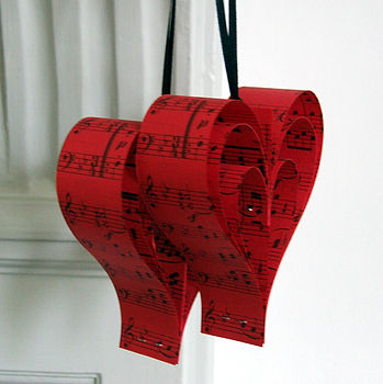 Handmade Red Sheet Music Heart Decoration, 4 of 10