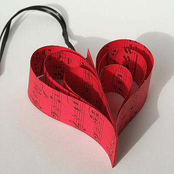 Handmade Red Sheet Music Heart Decoration, 2 of 10