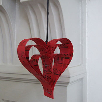 Handmade Red Sheet Music Heart Decoration, 5 of 10