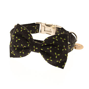 Christmas Holly Bow Tie Dog Collar, 2 of 3