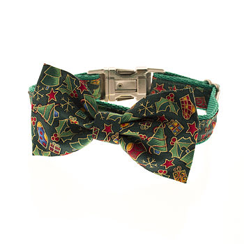 Traditional Christmas Bow Tie Dog Collar, 2 of 3
