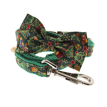Traditional Christmas Bow Tie Dog Collar, 3 of 3