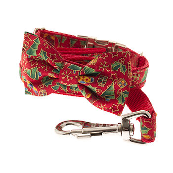 Jolly Christmas Print Bow Tie Dog Collar, 2 of 2