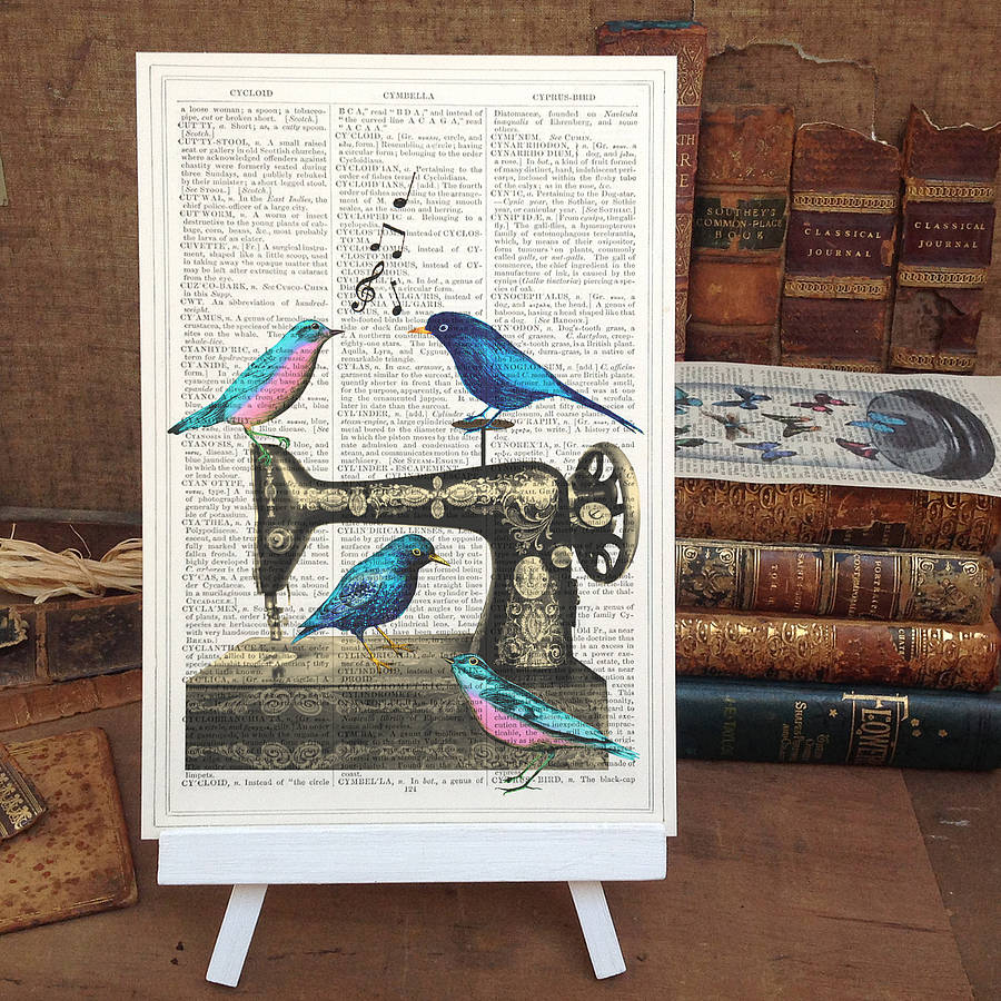 Antique Sewing Machine And Birds Art Print, 1 of 3