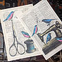 Antique Sewing Machine And Birds Art Print, thumbnail 3 of 3