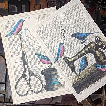 Antique Sewing Machine And Birds Art Print, 3 of 3