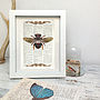Upcycled Antique Paper Insect Bee Print, thumbnail 1 of 5