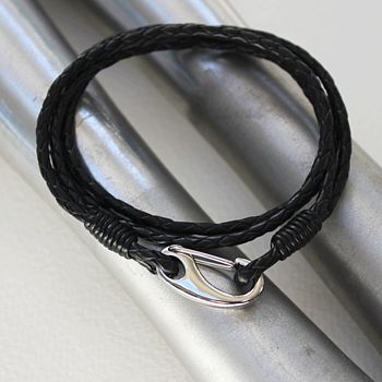 Men's Double Wrap Leather Bracelet, 4 of 6