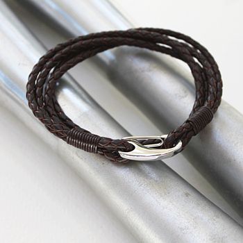 Men's Double Wrap Leather Bracelet, 6 of 6