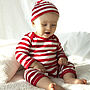 Red And White Stripy Baby Romper, thumbnail 1 of 6