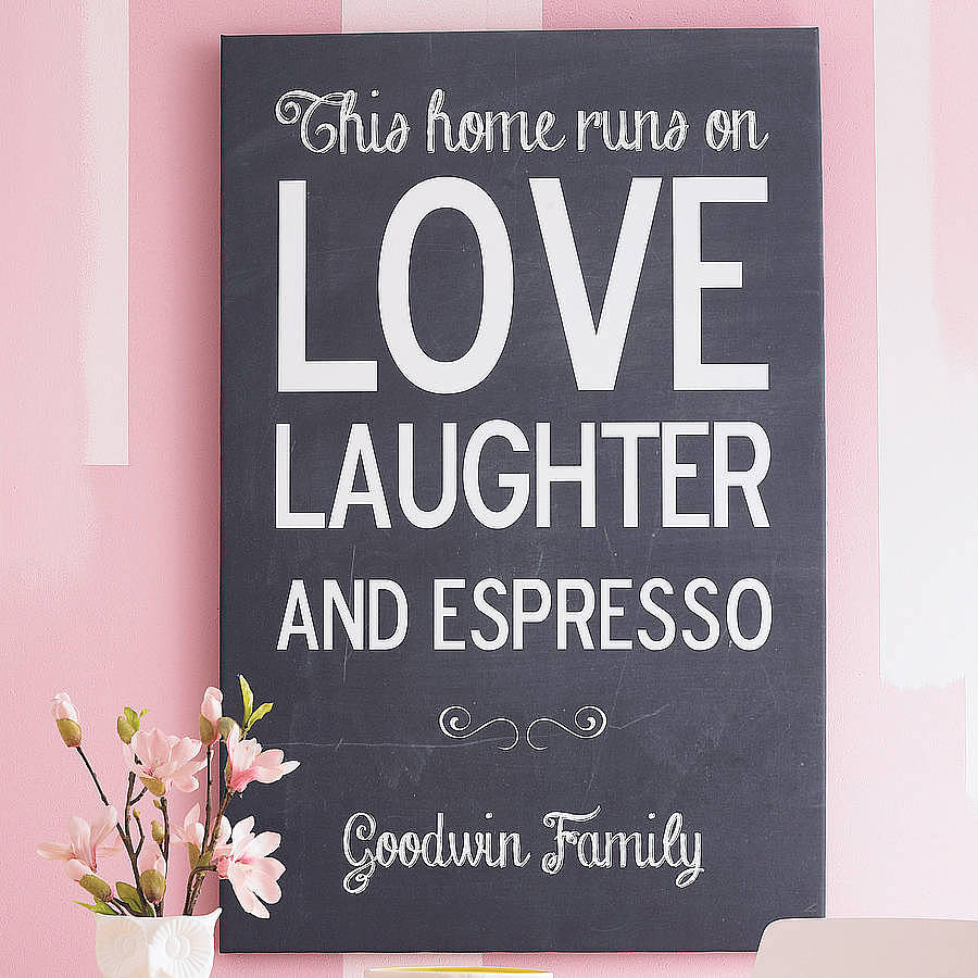 this home personalised chalkboard name print by i love art london