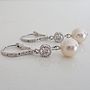 Crystal And Pearl Leverback Earrings, thumbnail 2 of 8