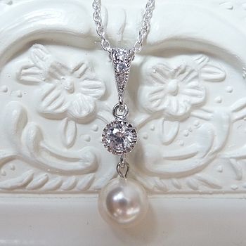 Crystal And Pearl Drop Pendant Necklace, 2 of 4