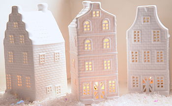 A Set Of Ceramic House Tea Light Holders, 3 of 4