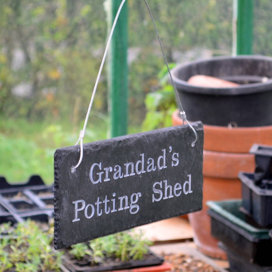 Charming Natural Slate Plaque Sign Grandads Garden Great Gift.