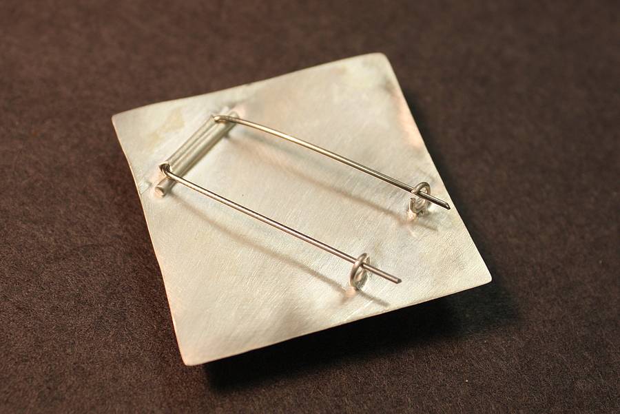 Silver Square Domed Brooch By Kate Holdsworth Designs