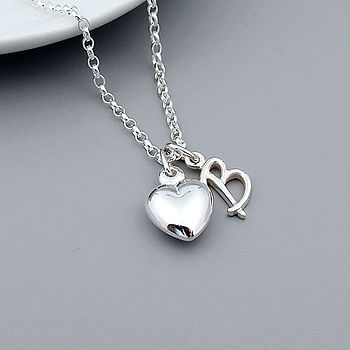 Heart And Initial Necklace In Sterling Silver, 2 of 6