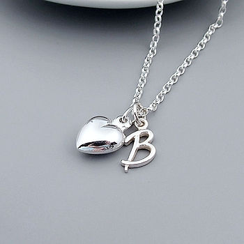 Heart And Initial Necklace In Sterling Silver, 5 of 6