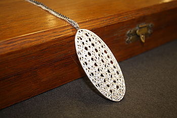 Large Silver Oval Pendant, 3 of 4