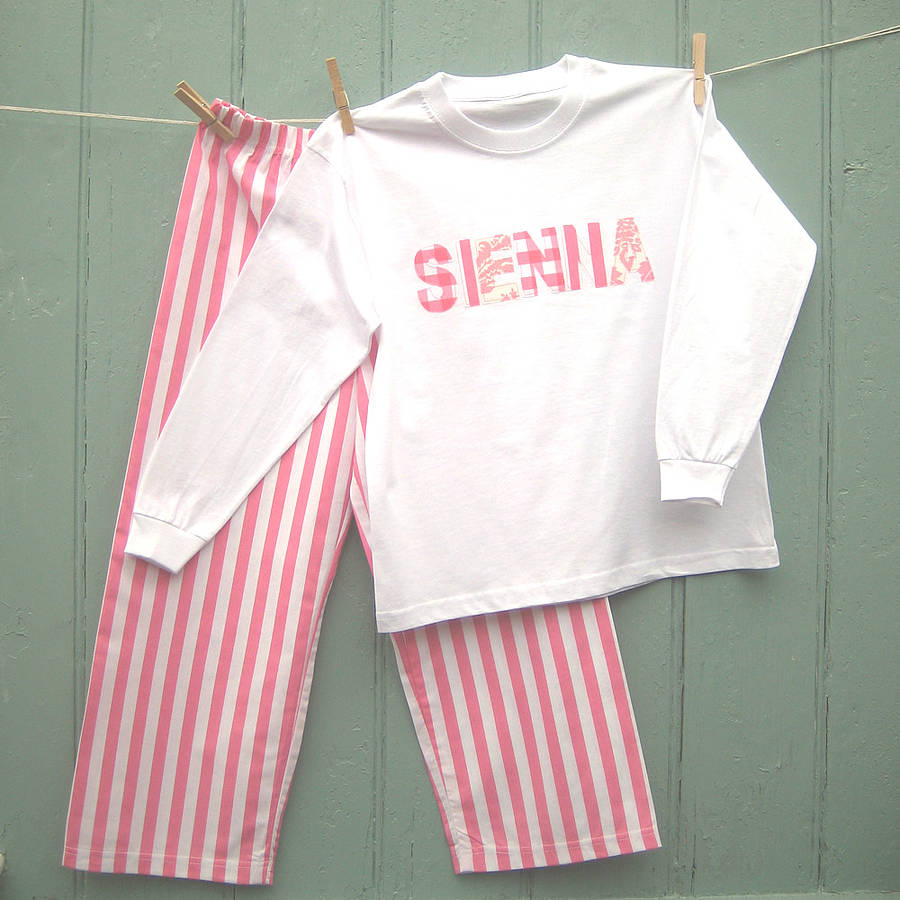 Personalised Printed Stripe Pyjamas, 1 of 2