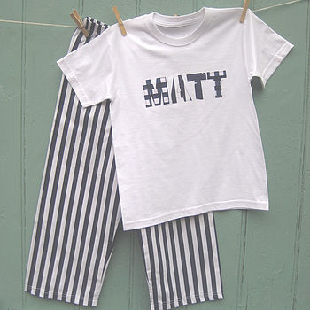Personalised Printed Stripe Pyjamas, 2 of 2
