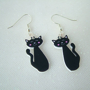 Halloween Black Cat Earrings, 2 of 2