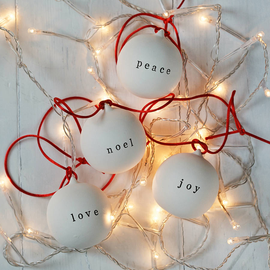 Love, Peace, Noel And Joy Ceramic Baubles, 1 of 6