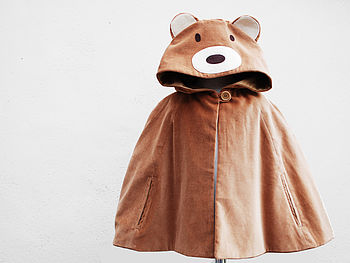Teddy Bear Girls Cape Jacket In Toffee Velvet, 2 of 4