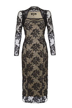 Lace Long Sleeve Occasion Dress In Black, 2 of 3