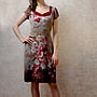1950s Shift Dress In Rembrandt Rose Print Silk, thumbnail 1 of 4
