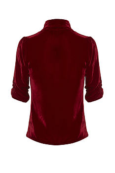 1940s Style Tea Jacket In Deep Red Silk Velvet, 4 of 4
