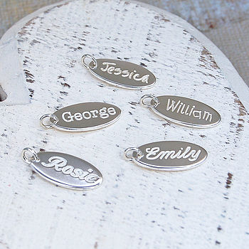 Handmade Personalised Silver Name Charm Necklace with Birthstone, 7 of 9