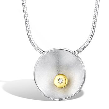 Silver And Gold Domed Diamond Pendant, 2 of 3