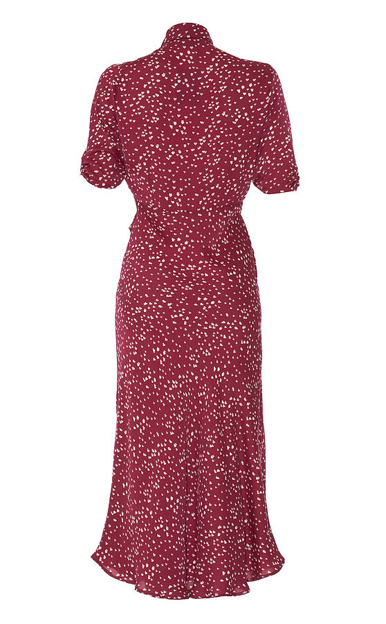 1940s Style Midi Dress In Ruby Heart Print By Nancy Mac