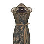 Lace Occasion Dress With Forties Neckline In Green Gold, thumbnail 4 of 5