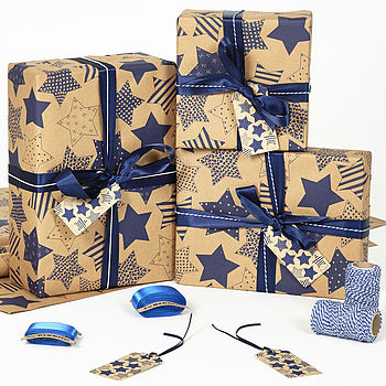 Stars Christmas Gift Wrap Set, 5 of 7
