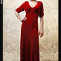 1940s Style Maxi Dress In Deep Red Silk Velvet, thumbnail 3 of 7